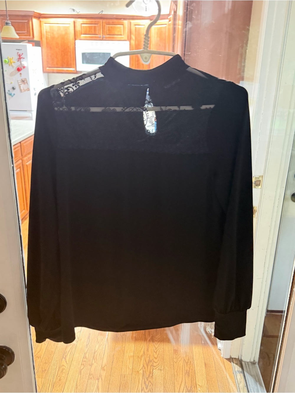 Express Black Mock Neck Yoke Blouse Size SP